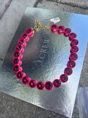 J. Crew Crystal Brûlée Pink Faceted Stone  Statement Necklace 2011